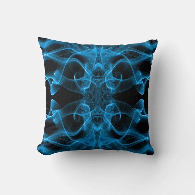 Blue Smoke Symmetrical Minimalist Black Cushion (Front)