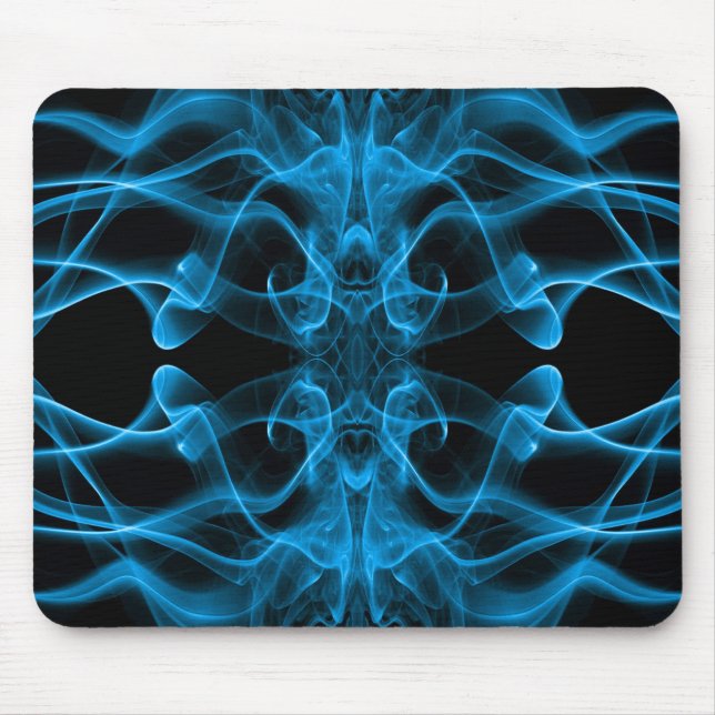 Blue Smoke Symmetrical Minimalist Black Mouse Pad (Front)