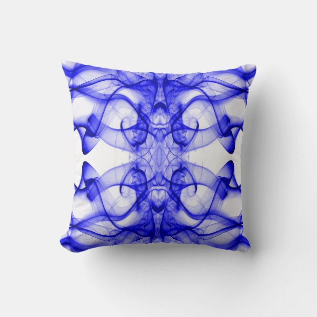 Blue Smoke Symmetrical Minimalist White Cushion (Front)