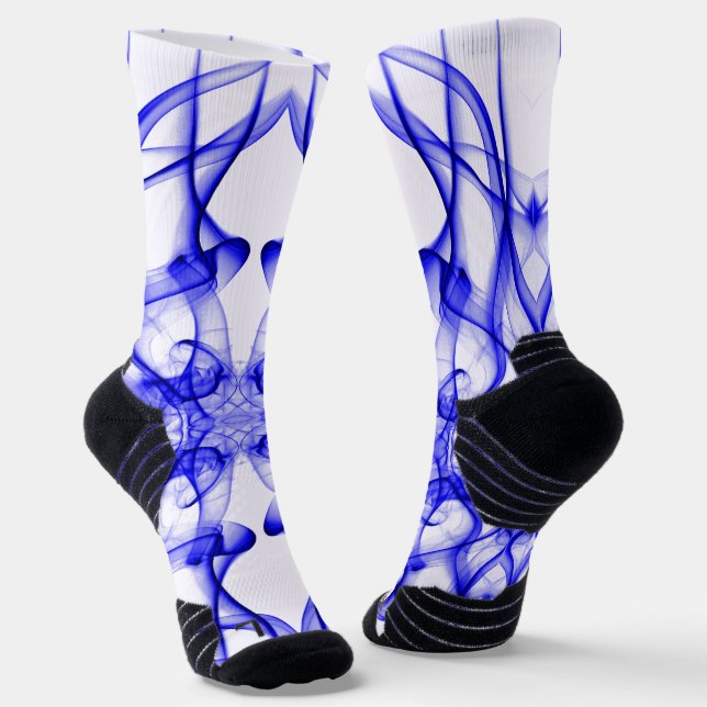 Blue Smoke Symmetrical Minimalist White Socks (Angled)