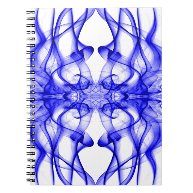 Blue Smoke Symmetrical Minimalist White Spiral Notebook (Front)