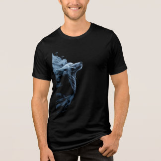 Blue Smoke Wolf T-Shirt | Mystical Wolf Graphic De Tri-Blend Shirt