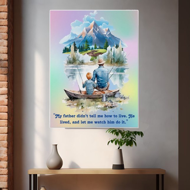 Blue Smoky Mountain Cloud Lakeside Fishing Dad Son Poster (Blue Smoky Mountain Cloud Lakeside Fishing Dad Son Poster)