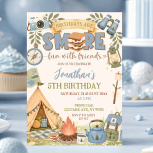 Blue Smore Fun With Friends Birthday Invitation