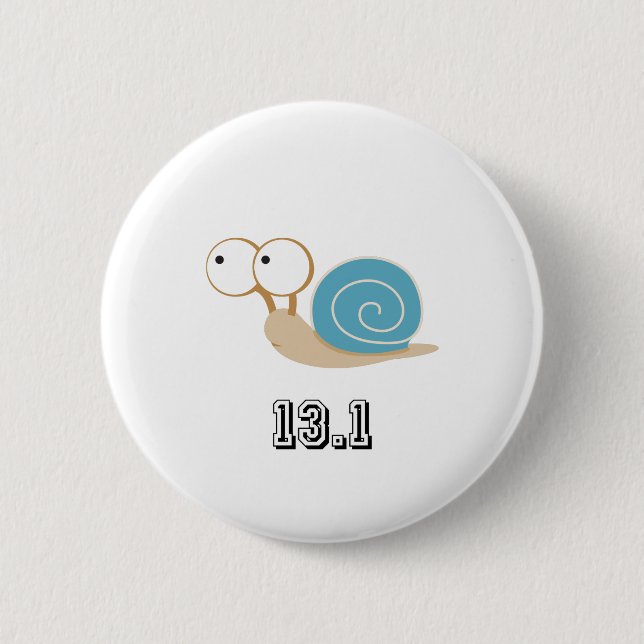 Blue Snail 13.1 (half marathon) 6 Cm Round Badge (Front)