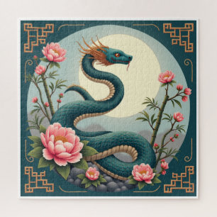 Blue Snake lotus flower Jigsaw Puzzle