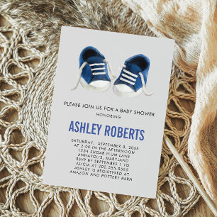 Blue Sneakers Baby Shower Invitation, Baby Boy Invitation