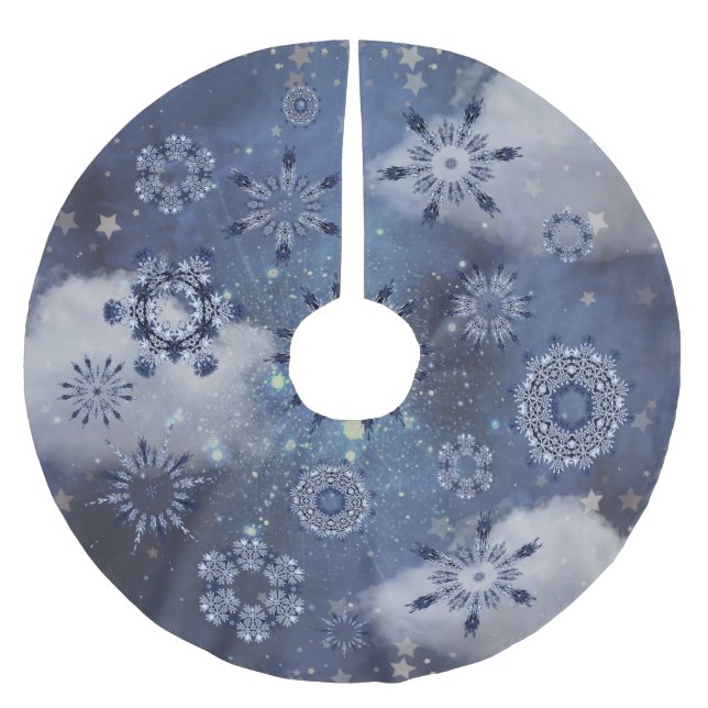 Blue Snow Brushed Polyester Tree Skirt (Front)