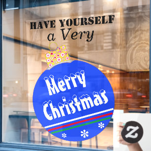 Blue Snow Capped Merry Christmas Ornament