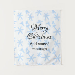 Blue snow flakes Christmas pattern snow pattern Tapestry