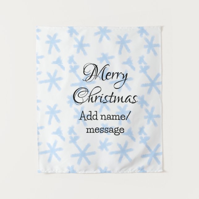 Blue snow flakes Christmas pattern snow pattern Tapestry (Front)