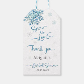 BLUE SNOW IN LOVE BRIDAL SHOWER GIFT TAGS