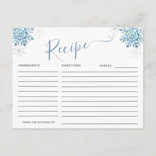 BLUE SNOW IN LOVE RECIPE ENCLOSURE CARD (Front)