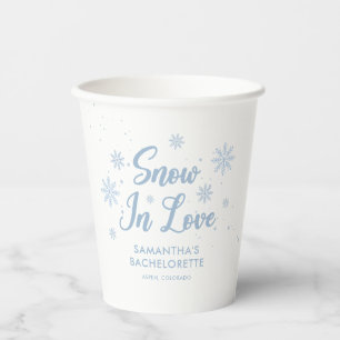 Blue Snow in love Winter Bachelorette Paper Cups