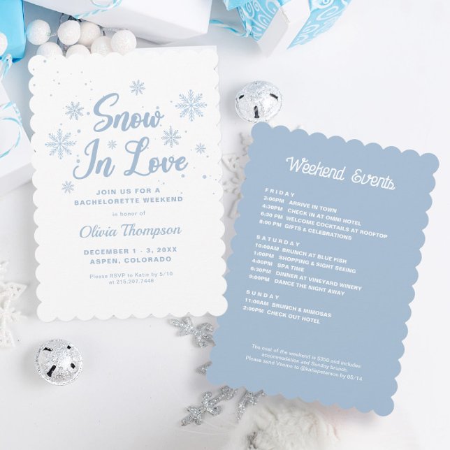 Blue Snow In Love Winter Bachelorette Party Invitation (Creator Uploaded)