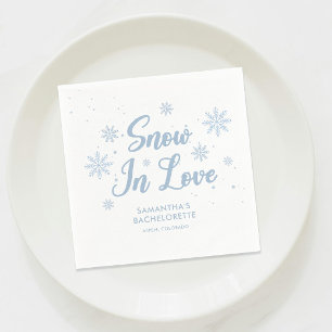 Blue Snow in love Winter Ski Bachelorette  Napkin