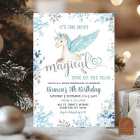 Blue Snow Magical Unicorn Winter Birthday