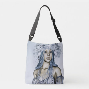 Blue Snow Maiden Winter Fantasy Portrait Crossbody Bag