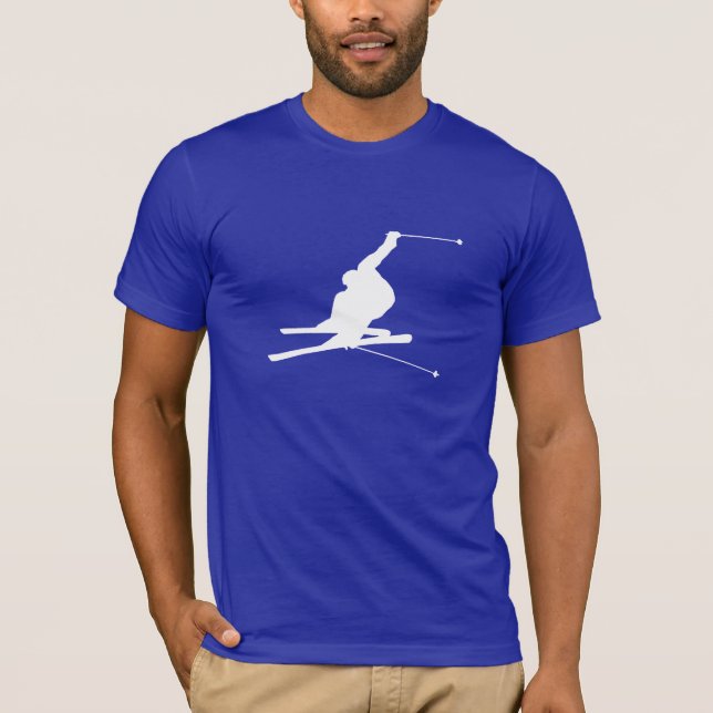 Blue Snow Skiing T-Shirt (Front)