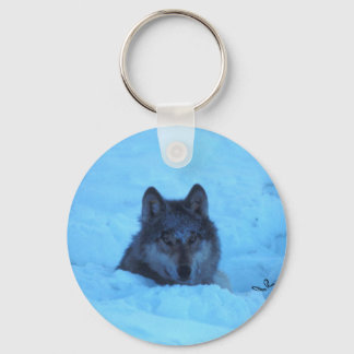 Blue Snow Timber Wolf Keychain