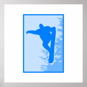 Blue Snowboard Logo Poster
