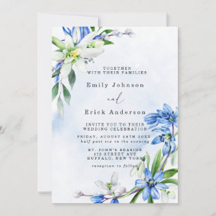 Blue Snowdrops Scilla Spring Floral Wedding Invitation