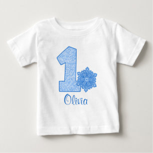 Blue Snowflake 1st Birthday Personalised Baby T-Shirt