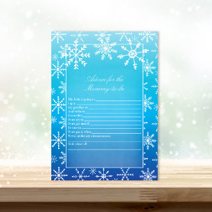 Blue Snowflake Advice For Mummy Baby Shower Game Invitation