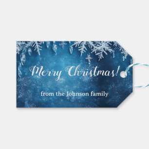 Blue snowflake and ice Christmas design Gift Tags