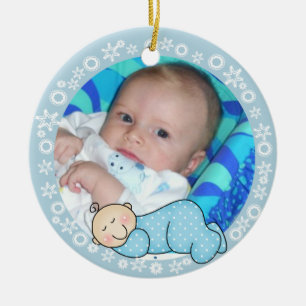 Blue Snowflake Baby 1st Christmas Ornament