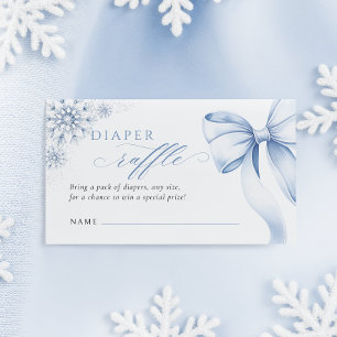 Blue Snowflake Baby Shower Diaper Raffle Enclosure Card