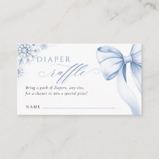 Blue Snowflake Baby Shower Diaper Raffle Enclosure Card