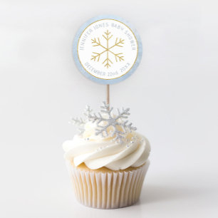 Blue Snowflake Baby Shower Favour Sticker
