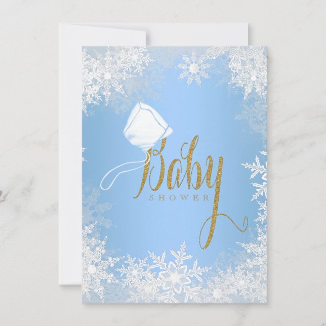 Blue Snowflake Baby Shower Invitation (Front)