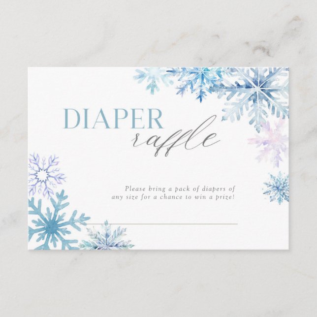 Blue Snowflake Baby Shower Raffle Card 3.5x5 (Front)