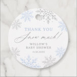 Blue Snowflake Baby Shower Thank You Snow Much Favour Tags<br><div class="desc">Say thank you to friends and family for attending your baby shower with these elegant snowflake themed favour tags.</div>