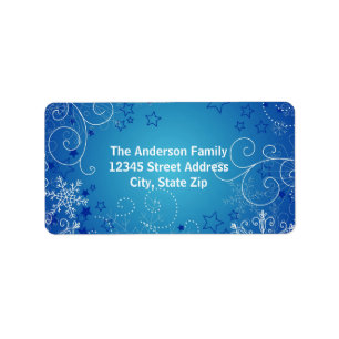 Blue Snowflake Background - Address Label