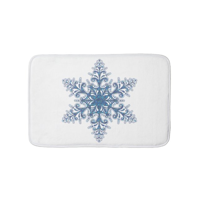 Blue Snowflake Bath Mat (Front)