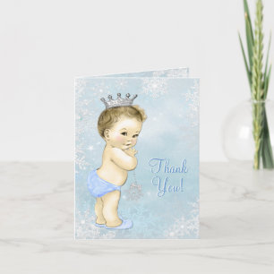 Blue Snowflake Boy Baby Shower Thank You