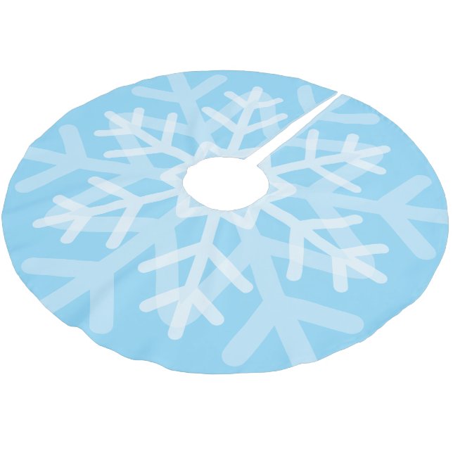 Blue snowflake brushed polyester tree skirt (Angled)