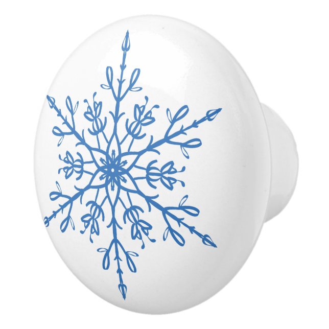 Blue Snowflake Ceramic Knob (Right)
