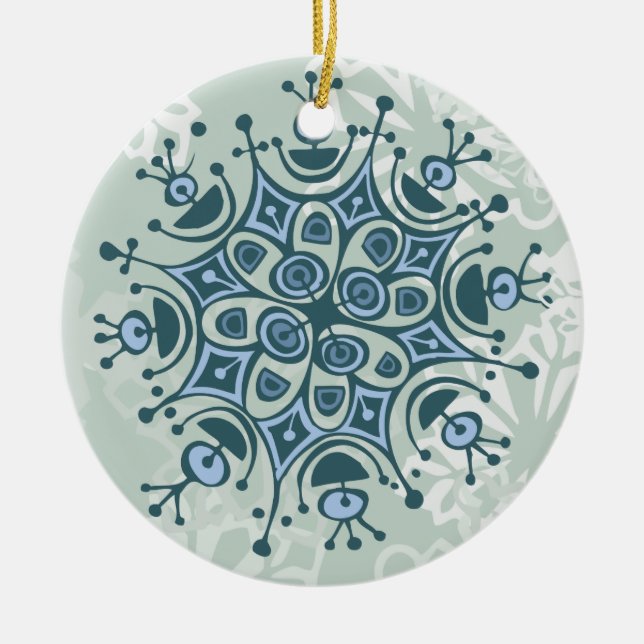 Blue Snowflake Ceramic Tree Decoration (Front)