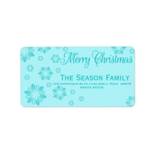 blue Snowflake Christmas address label