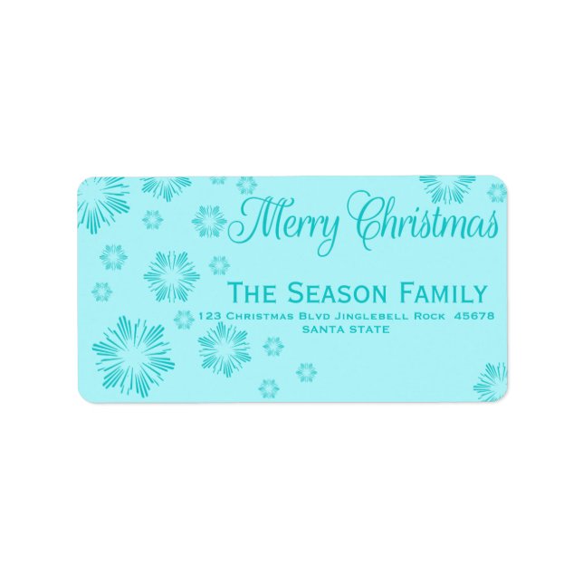 blue Snowflake Christmas  address label (Front)