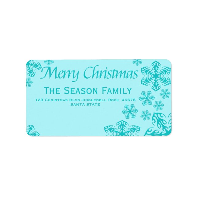blue Snowflake Christmas  address label (Front)