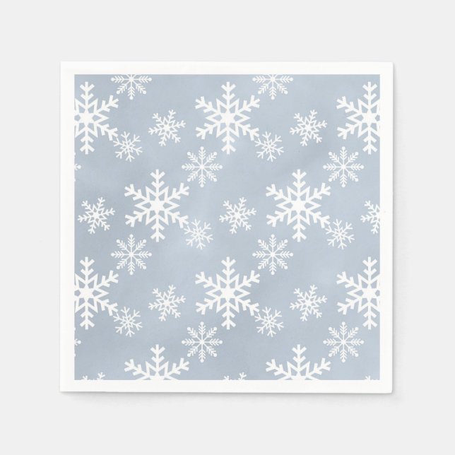 blue snowflake christmas baby shower birthday part napkin (Front)