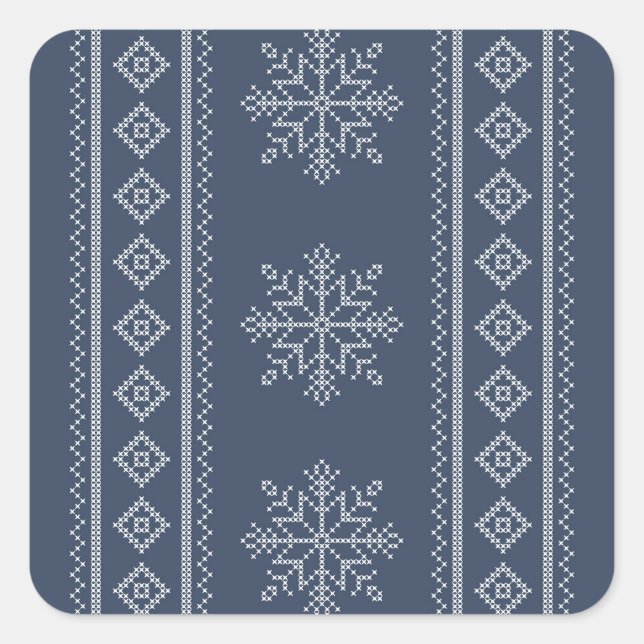 Blue snowflake christmas craft design square sticker (Front)