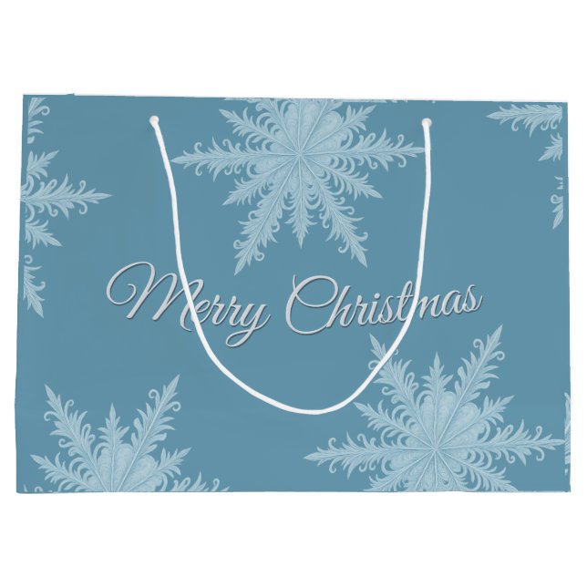 Blue Snowflake Christmas Gift Bag (Back)