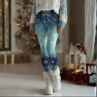 Blue Snowflake Christmas Leggings