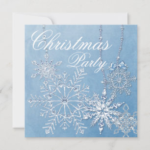 Blue Snowflake Christmas Party Invitation